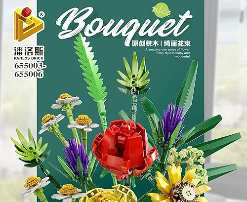 Miniatura 8 de Decoración del hogar, ramo de flores, juego de construcción de flores artificiales, juego de exhibición coleccionable para decoración del hogar,