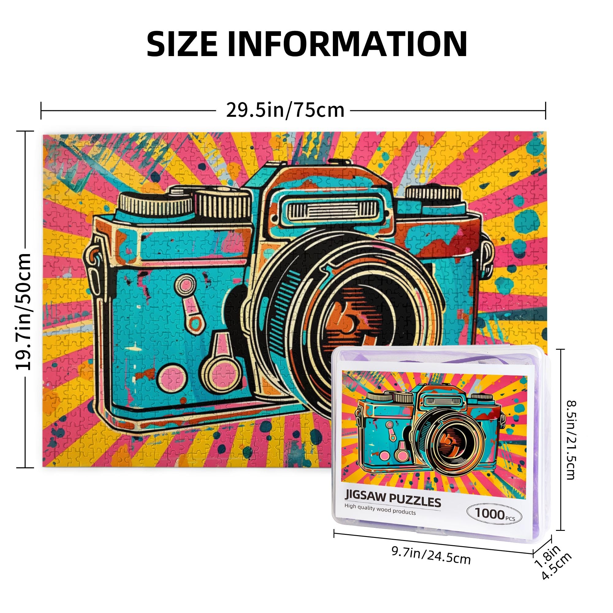 Amazon.com: MA6GE8DE Colorful Retro Camera Jigsaw Puzzles 1000