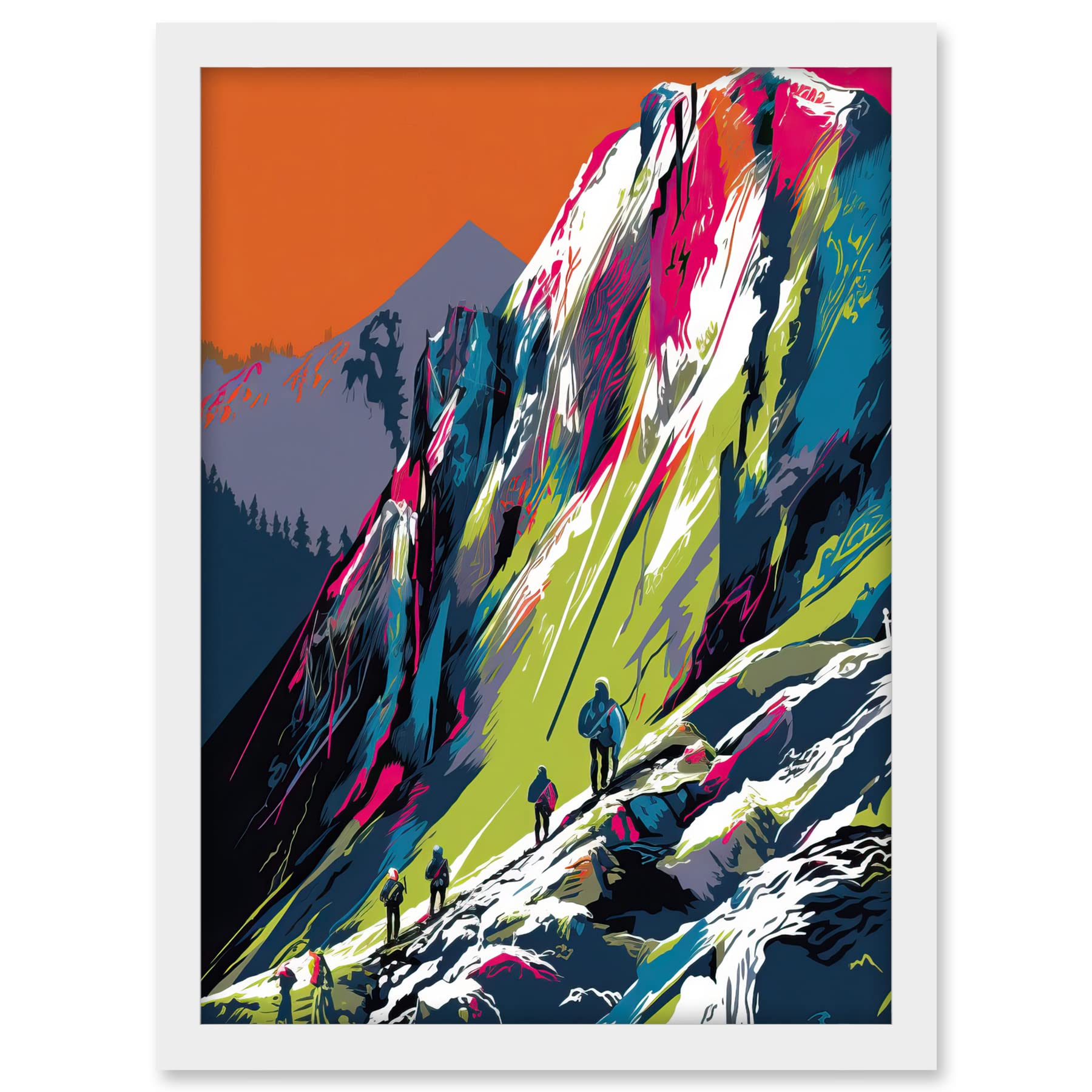 Artery8 Hikers on Helvellyn Mountain Ridge Landscape Artwork Framed A3 Wall Art Print