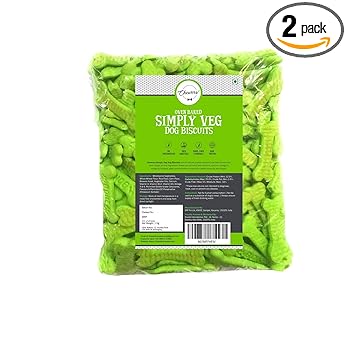 Chewers Oven Baked Simply Veg Dog Biscuits, Nutritious and Digestive Natural Dog Treat 1 Kg (Pack of 2)