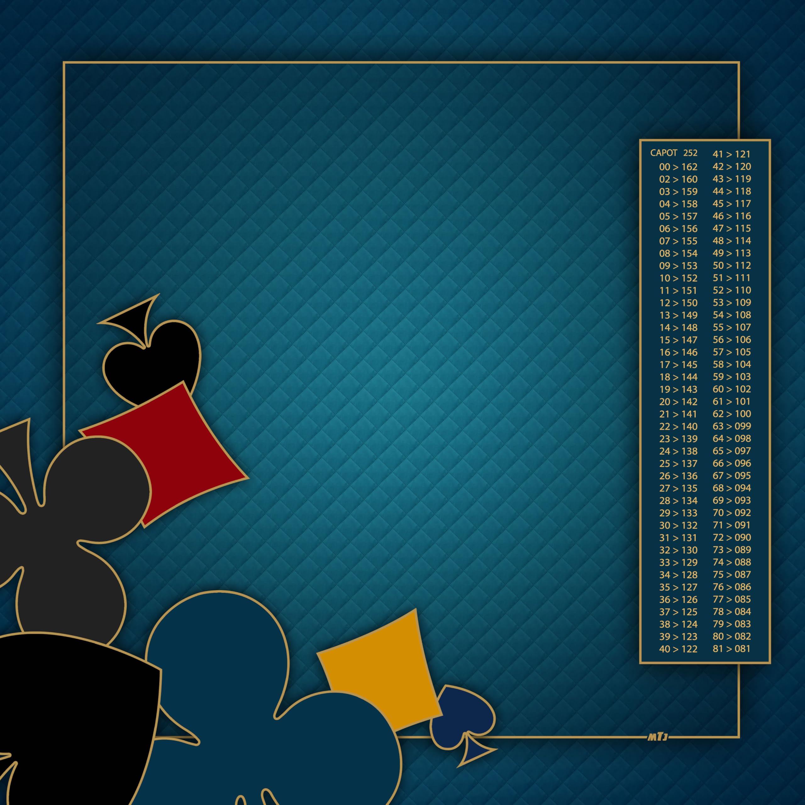 MTJ® - Tapis de Belote Prestige OC - 60x60cm - Matière Jersey Néoprène - Fabrication Française (Bleu)