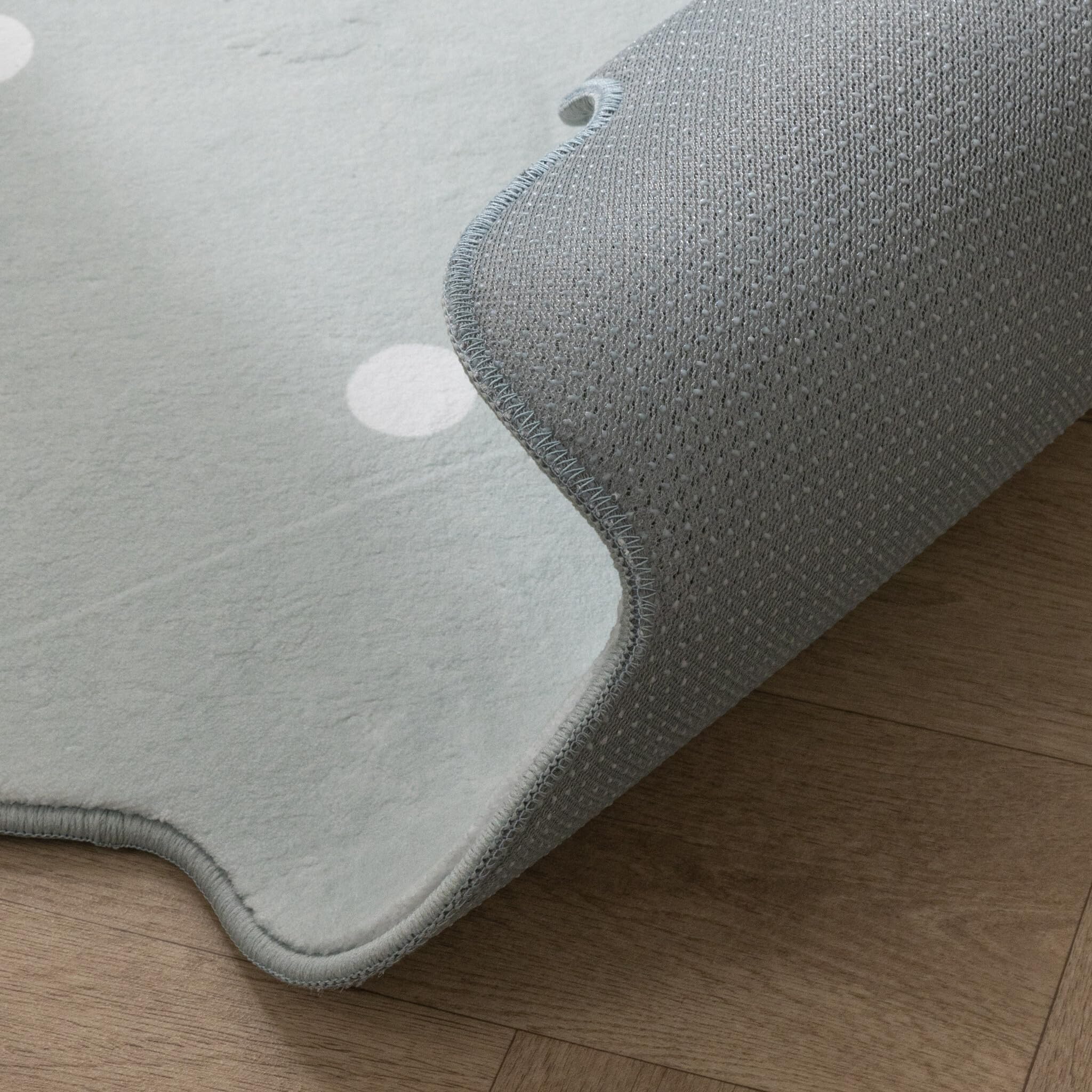 Little Olly Teppich Kinderzimmer Rund - Cloudy Dots Minze - Ø 160 cm