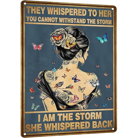 HYBLOM Inspirational Quote Motivational Wall Art - Hippie Boho Home Decor Sign - Positive Encouragement Gifts for Women Girls Office Bedroom Poster Vintage Metal Tin Signs 12x8 Inches