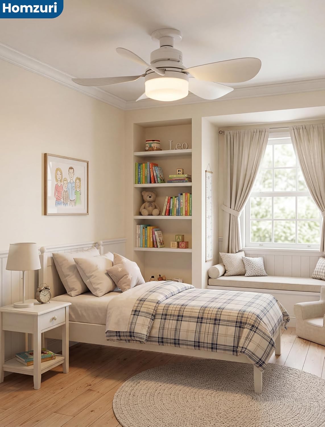20" Low Profile Flush Mount 2-in-1 Fan Light with Remote, Small Ceiling Fan with LED Light and Remote, 3 Speeds, 6 Colors 3000K-6500K Dimmable Dimmable for Kids Rooms, Closets, Small Spaces