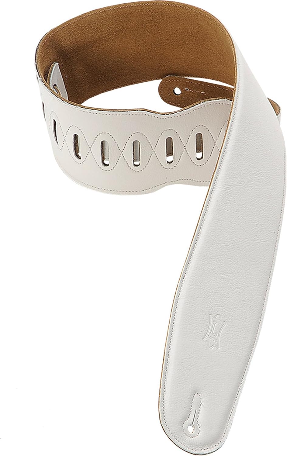 Levy's Leathers 3.5" Genuine Garment Leather Bass Guitar Strap with Foam Padding and Suede Backing, White (M4GF-WHT)