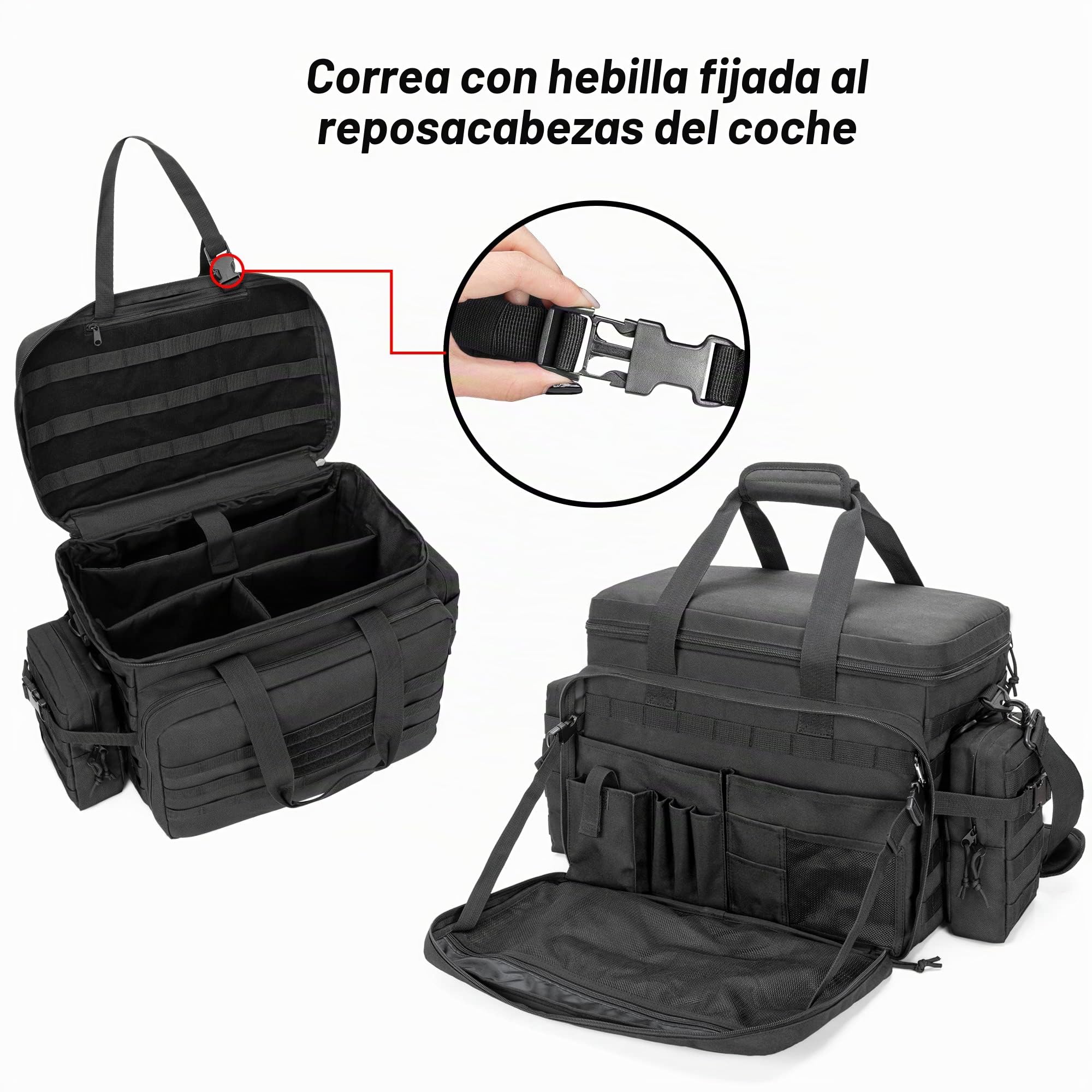 samdew Bolsa de Patrulla Policial con 2 Fundas Molle Extraíbles, Negra
