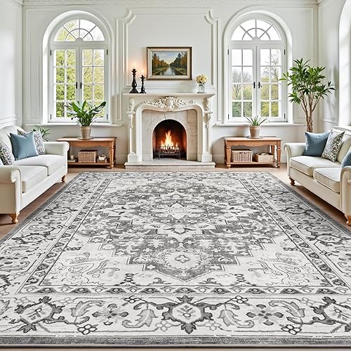 Miniatura 38 de Lofus Alfombras de área de 5 x 7 pies para sala de estar, alfombras lavables para dormitorio, cocina, alfombra bohemia vintage, suave, Vintage Beige