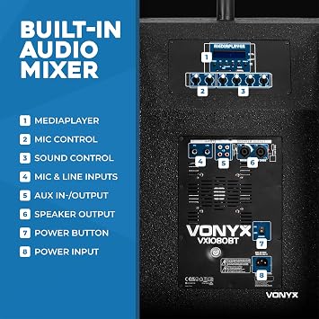Vonyx VX1080BT active column line array speaker system with 2x 15