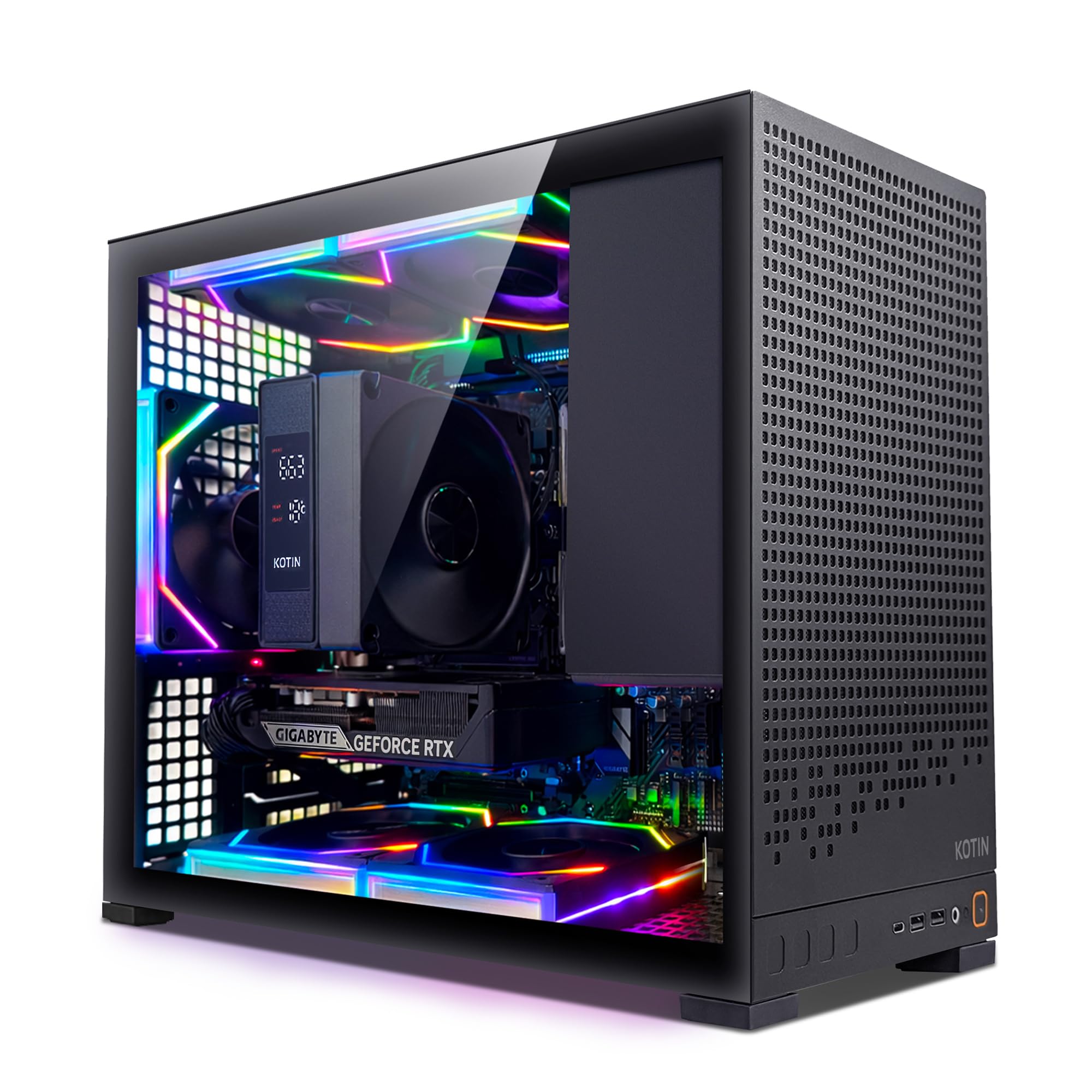 KOTIN Gaming PC D32B, AMD Ryzen 5 9600X Up to 5.4GHz, GeForce RTX 5060 8GB, 650W 80 Plus Gold PSU, Digital Display Air Cooler, 5 ARGB Fans, 16GB DDR5 6000MHz, 1TB PCIe 4.0 SSD, WiFi 7 Win11 Home - 2