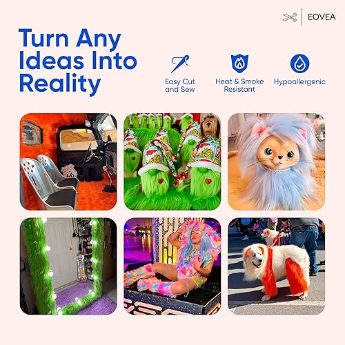 Miniatura 4 de Tela de piel sintética lanuda - 20 x 20 pulgadas - Parche de piel precortada - Azul real - Suministro de manualidades, pasatiempo, disfraz,