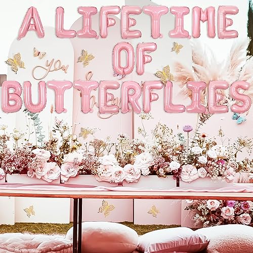 Vista 3 de Decoraciones de mariposas para despedida de soltera, suministros de mariposas para toda la vida, pancarta de despedida de soltera, calcomanías