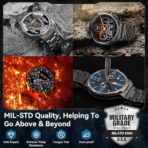Miniatura 3 de AMAZTIM Reloj inteligente para hombre, pantalla HD de gran tamaño de 1.85 pulgadas, batería extra larga de 100 días, llamada Bluetooth militar