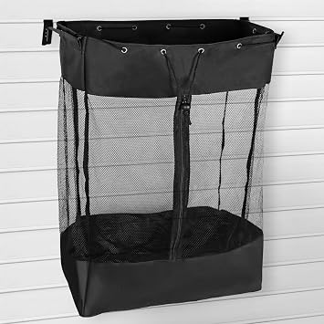 Slatwall Baskets,Hanging Slatwall Accessories with Take and Go Design,26 * 18 * 11 Large Mesh Slatwall Organizer with Easy Access Zipper Adjustable Shoulder Strap for Home Sport Garage Storage