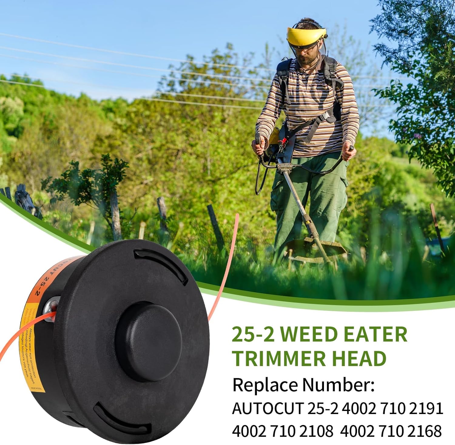 25-2 Bump Feed Trimmer Head with 49 Feet Weedeater Line - Compatible with S tihl FS100 FS100RX FS110 FS120 FS130 FS250 FS55 FS83 - Replace 4002 710 2191 4002 710 2108 (2 Pcs)