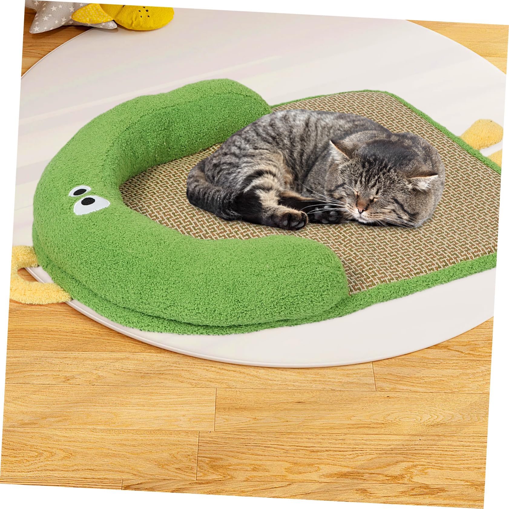 Kühlmatte für Haustiere mit Kissen, Geflochten, Rattan Baumwolle Grün