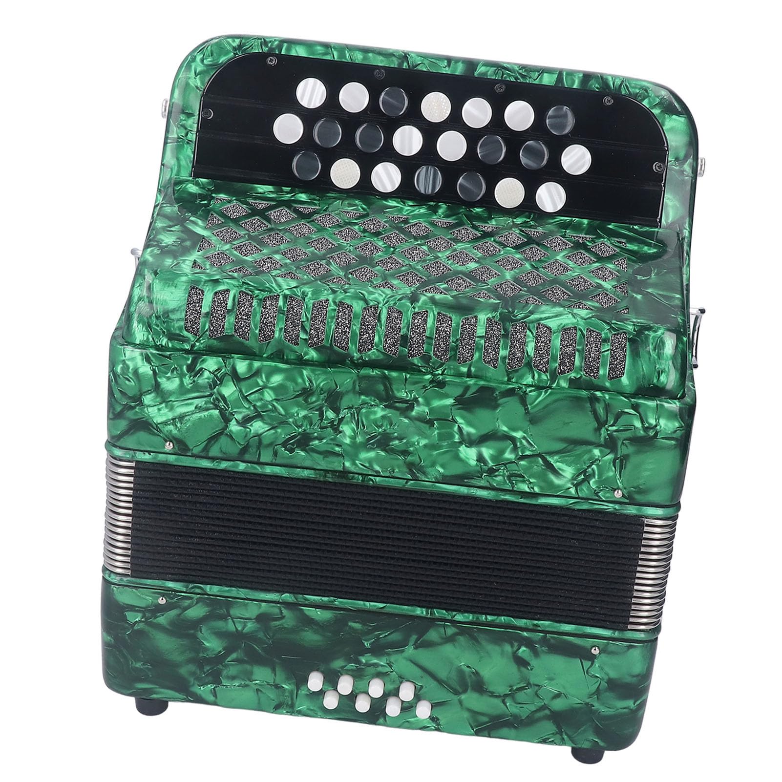 Fisarmonica 22 tasti 8 bassi, strumento musicale professionale per fisarmonica con bottoni sensibili allo scivolamento con tracolla per spettacoli professionali ed esami formali (Green)