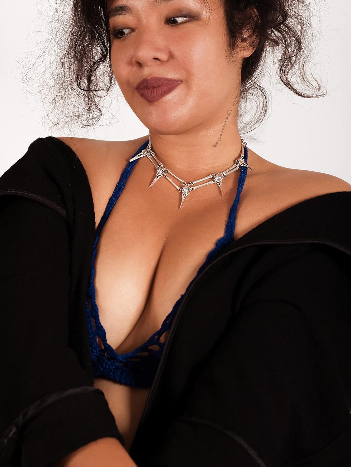 Sacina Gothic Skull Skeleton Choker Necklace, Zinc Alloy Skull Pendant, Goth Halloween Jewelry Gift for Women, Men - Image 2