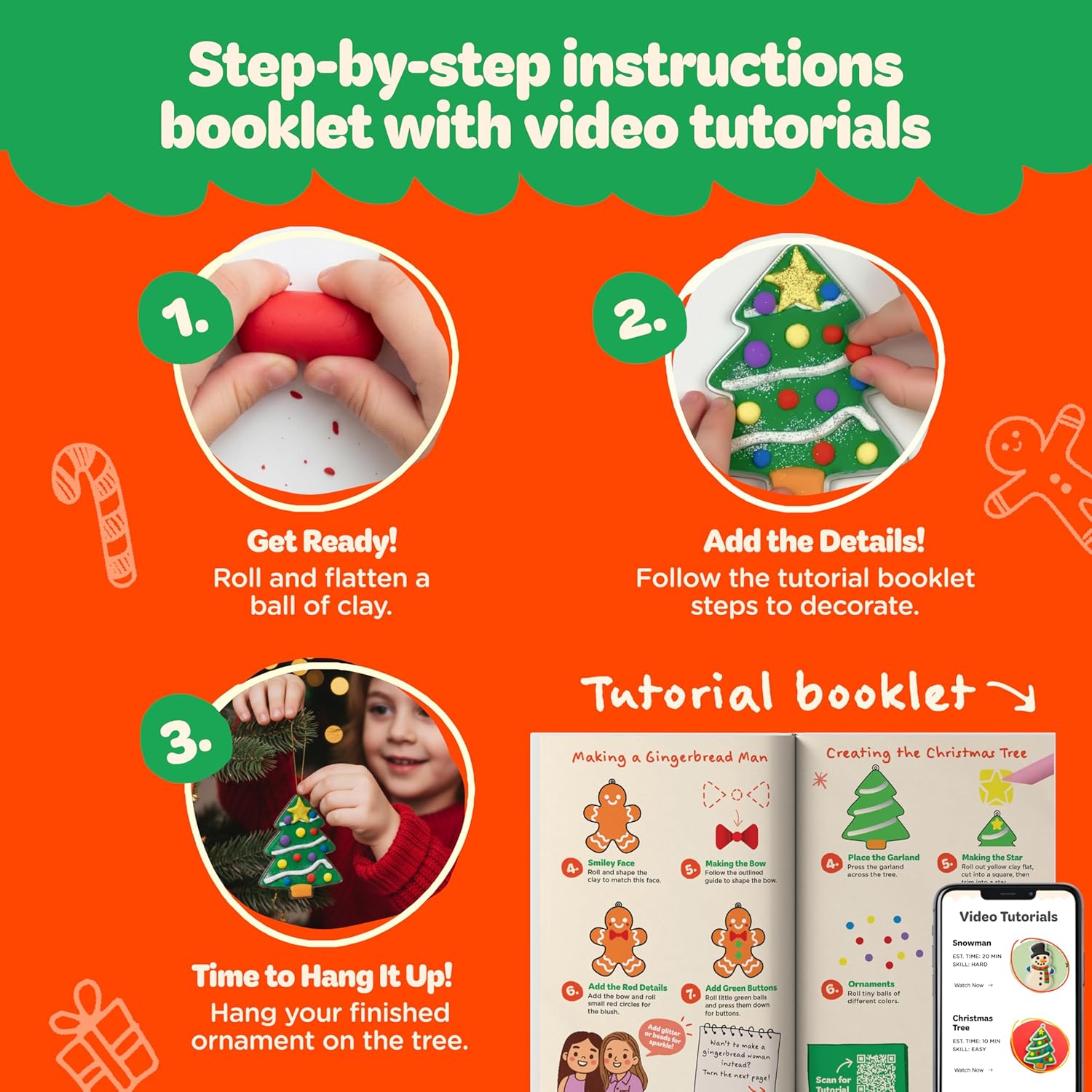 Move2Play, Crafty Moms, Christmas Craft Kit | Air Dry Clay Kit | Clay Ornament DIY Set | Christmas Crafts & Activities for Home or Classroom | Arts and Crafts for Kids Ages 3, 4, 5, 6, 7, 8-12