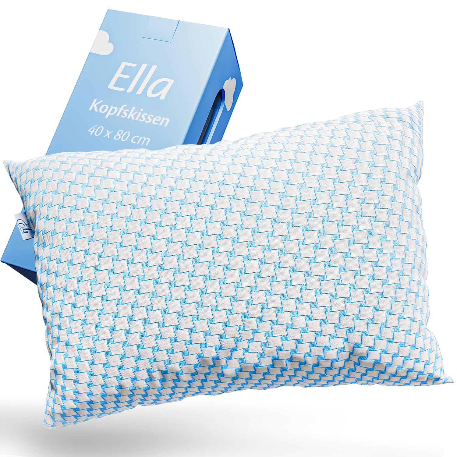 Ella Nackenstützkissen 40x80 – Ergonomisches Kopfkissen mit Verstellbarer Füllung – Orthopädisches Kissen für Nackenschmerzen - Seitenschläfer, Rückenschläfer, Bauchschläfer mit waschbarem Bezug