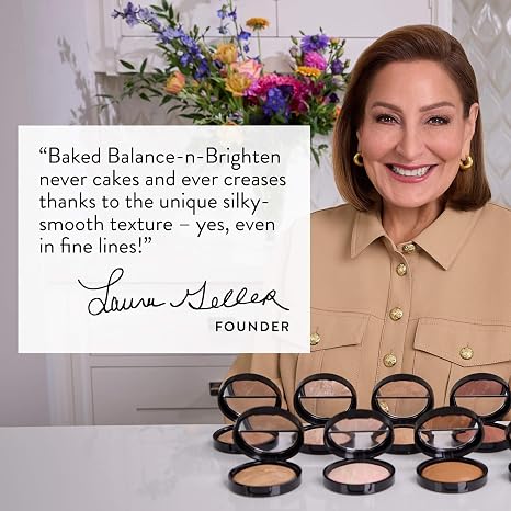 LAURA GELLER New York Baked Balance-n-Brighten Colour Correcting Powder Makeup Light Buildable Light to Medium Coverage Baking Powder Foundation Make Up with Semi Matte Finish