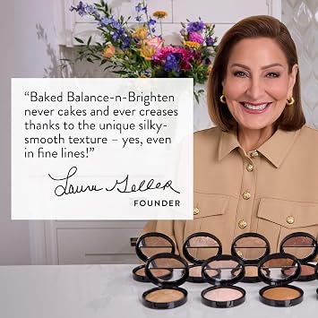 LAURA GELLER New York Baked Balance-n-Brighten Colour Correcting Powder Makeup Light Buildable Light to Medium Coverage Baking Powder Foundation Make Up with Semi Matte Finish