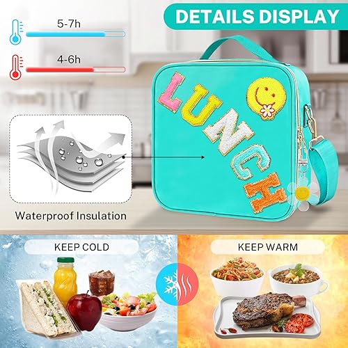 Miniatura 2 de Lonchera aislada para niñas, lonchera preparatoria para niñas adolescentes, bonita bolsa de almuerzo para niñas, bolsa grande reutilizable con