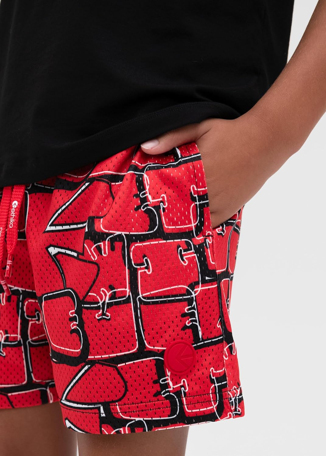 Ethika Boys Basketball Shorts, Lightweight Mesh, Quick Dry Fabric (Offset Scribble, L) - Image 2