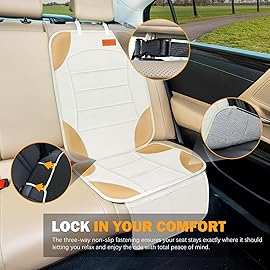 Siivton Car Seat Protector for Child, Cushion for Leather & Fabric Seats, 2 Mesh Pockets, Non-Slip Bottom, Waterproof for Vehicles - Baby & Pets (2 Pack)