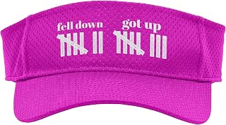 Motivational Quote Fell Down Got Up Life Wisdom Keep Trying Sport Sun Visor