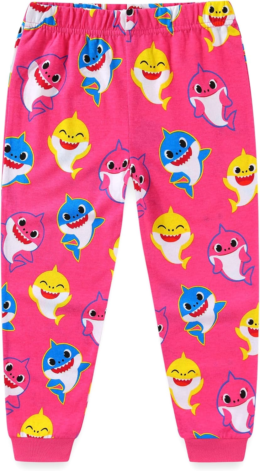 Nickelodeon Baby Shark Girls’ Long Sleeve Shirt and Jogger Set for Infant, Toddler and Little Kids – Pink/Grey - Image 3