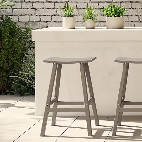Miniatura 2 de WestinTrends Malibu - Taburetes de bar para exteriores de 29 pulgadas, resistentes a todo tipo de clima, madera envejecida