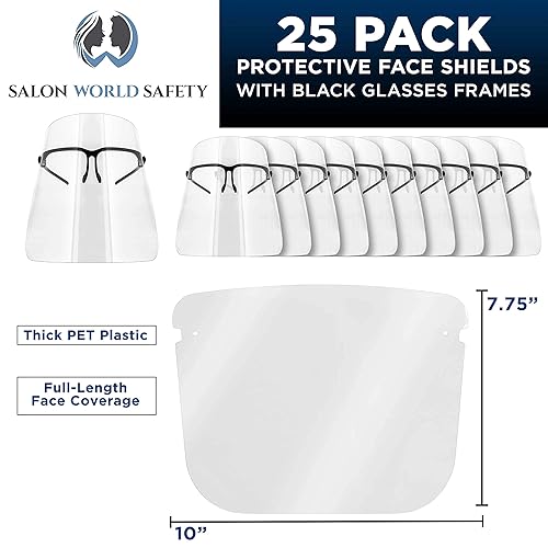 Miniatura 70 de TCP Global Salon World - Protectores faciales completos con marcos de gafas (paquete de 10), ultra transparentes para proteger los ojos, la nariz