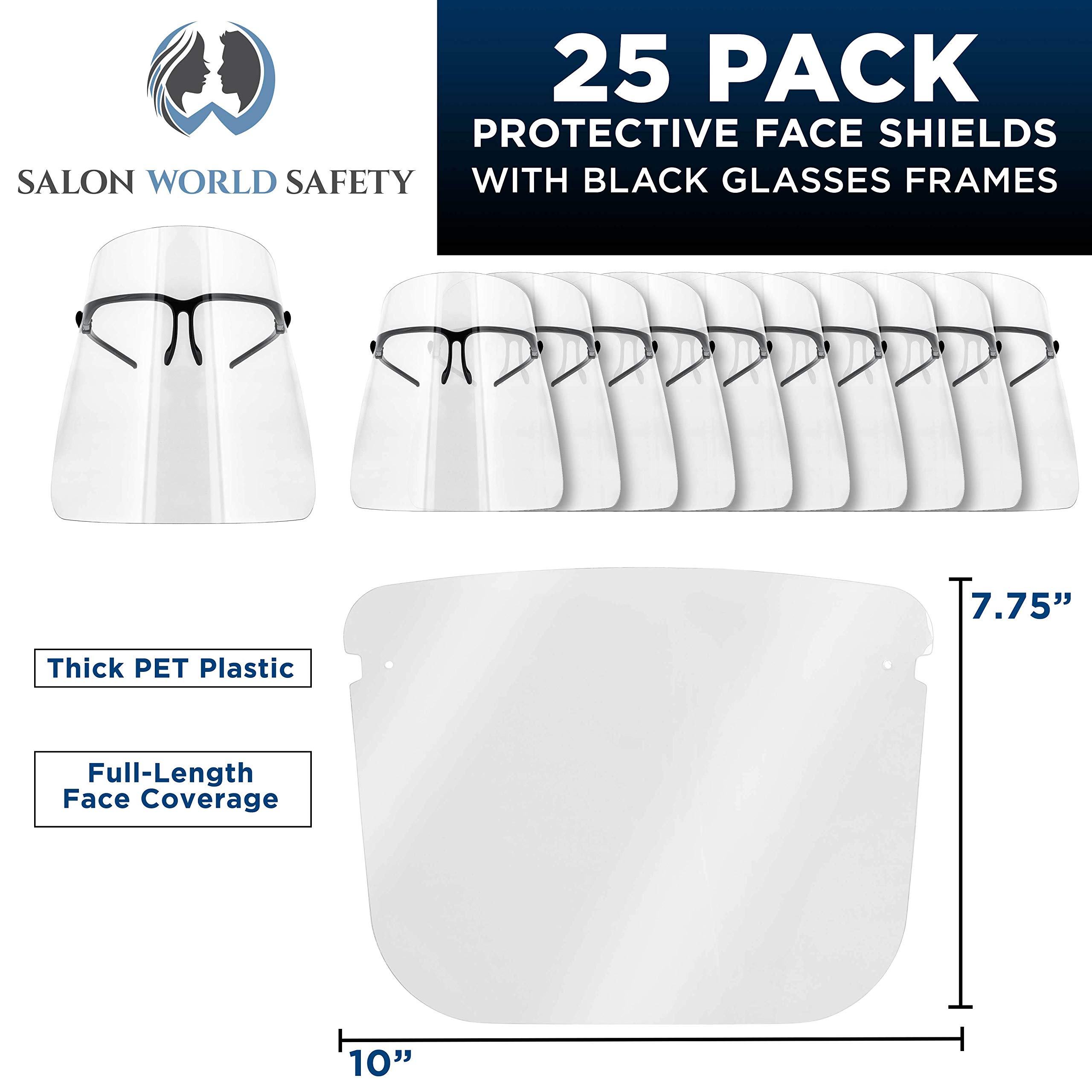 Salon World Safety Face Shields with Black Glasses Frames (Pack of 25) — Amazon image 2
