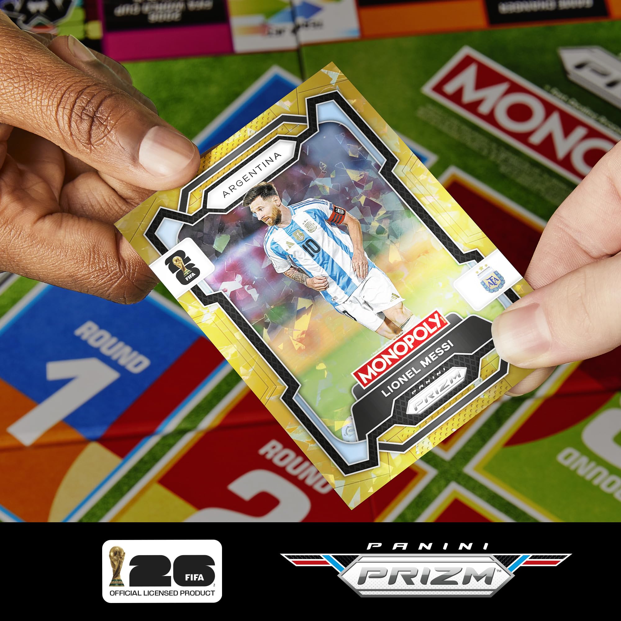 Monopoly Panini Prizm: FIFA World Cup I gra planszowa z Monopoly Panini Prizm FIFA World Cup 2026, karty Trading Cards I od 8 lat - wersja niemiecka
