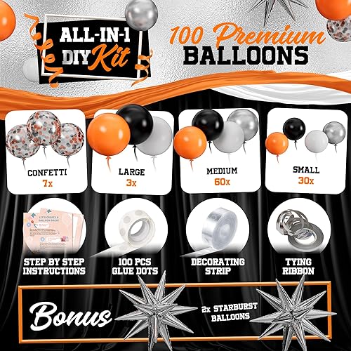 Miniatura 10 de 4 tamaños  Kit de guirnalda de globos de oro blanco y negro y blanco para Año Nuevo graduación o cumpleaños globos pequeños y grandes en blanco y