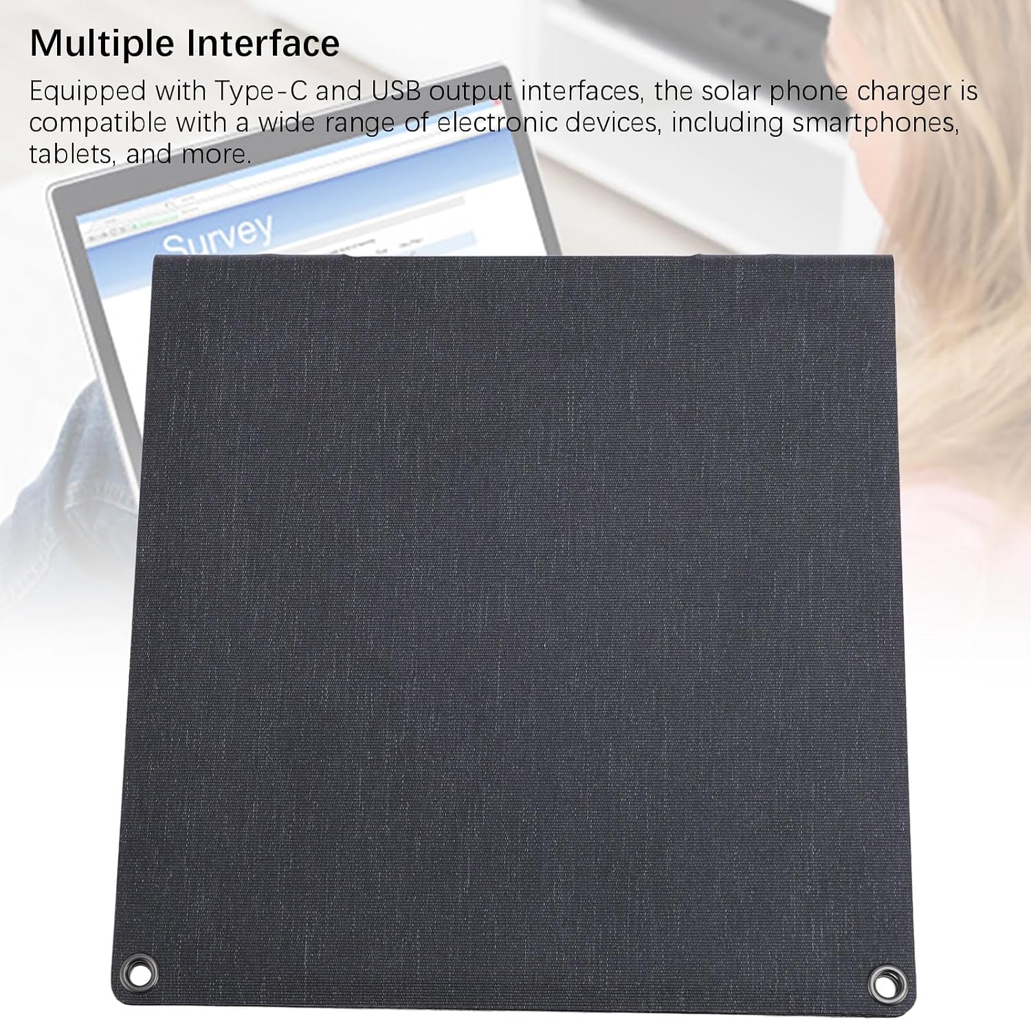 Portable Solar Panel, 24W 5V Efficient Charging USB and Type C Output Foldable Solar Panel Monocrystalline Silicon Portable Solar Charger for Phone, Laptop, Camping