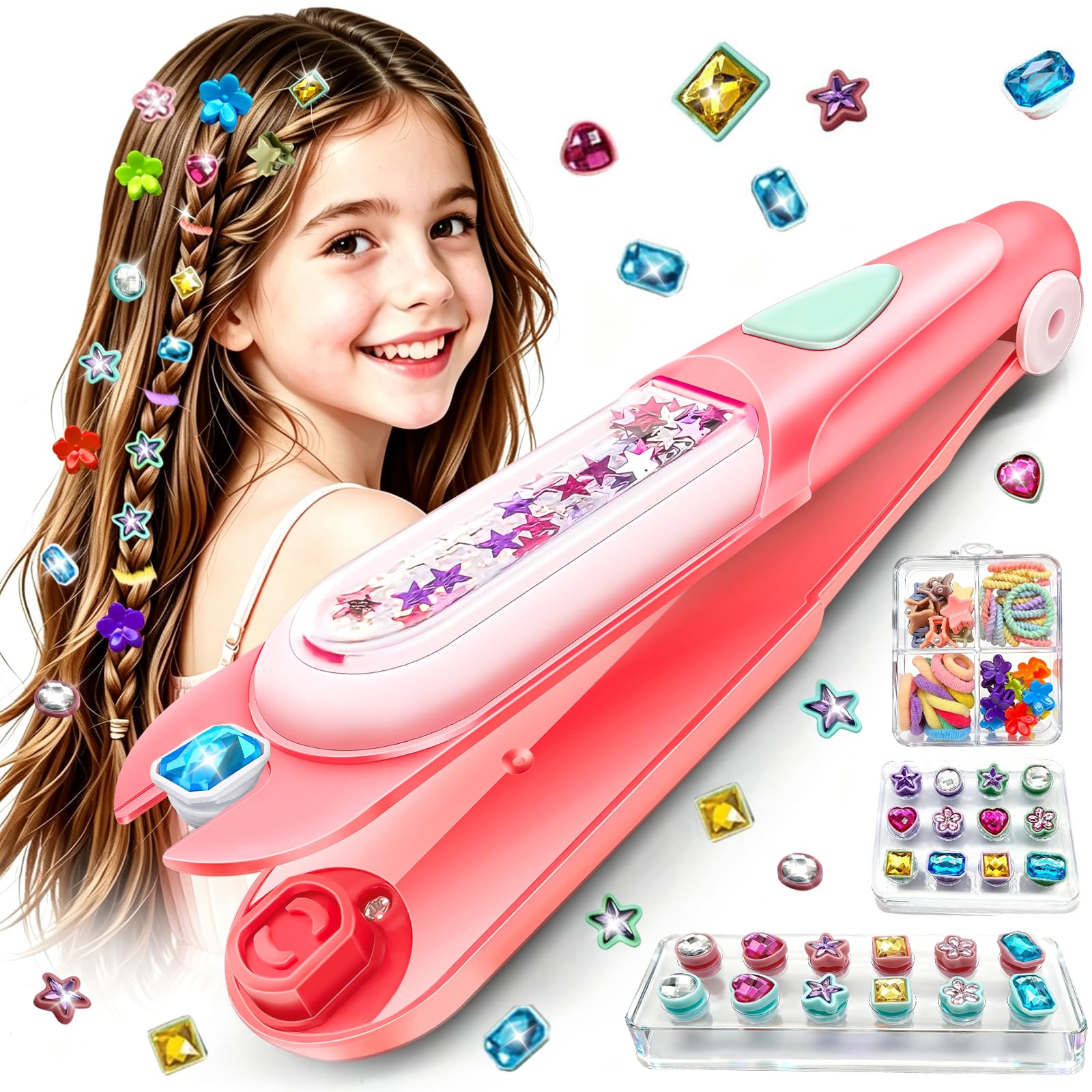 Hair Gem Stamper Kit, Birthday Party Gifts Toys for Girls Ages 3 4 5 6 7-12