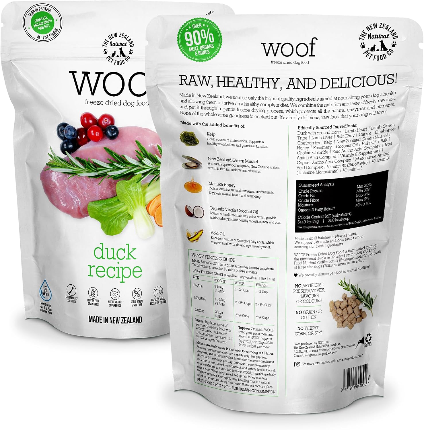 New Zealand Natural Pet Food Co WOOF Freeze Dried Duck Dog Food 2.2 lb