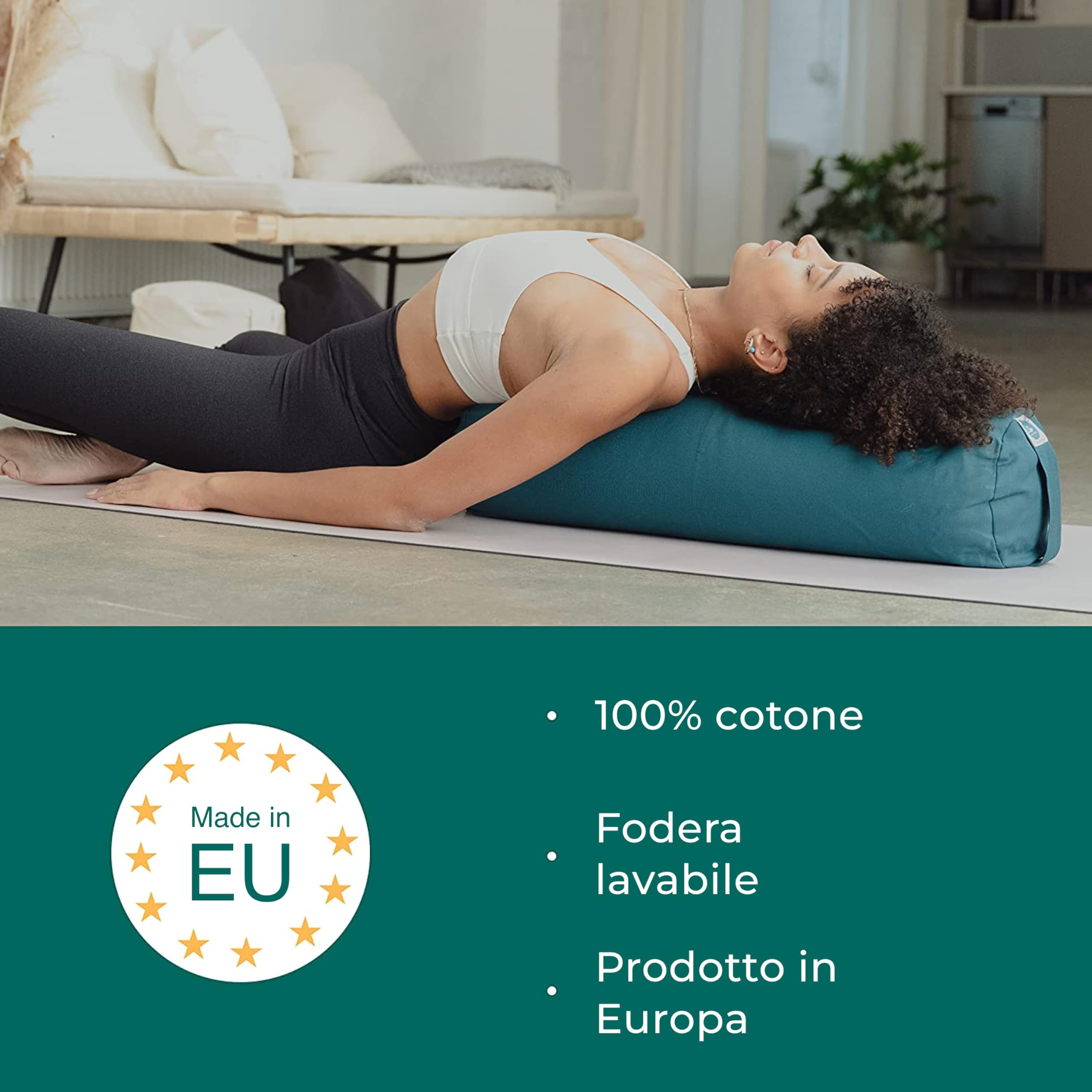 Bolster Yoga - Yoga Cuscino Cilindro Ø20 cm – Rullo 100% Naturale
