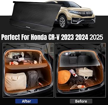 GZSH Cargo Cover for Honda CRV 2023 2024 2025 with Extra Flaps Honda CRV Carbon Fiber Texture Cargo Cover Fit for Honda CRV 2023 2024 2025 Retractable Aluminum Rear Tail No Full Cover