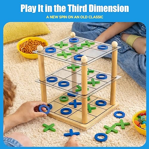 Miniatura 4 de Juego de mesa de madera 3D Ultimate Tic Tac Toe - Juego de estrategia XO clásico para niños y adultos, divertidos juegos de mesa familiares para la