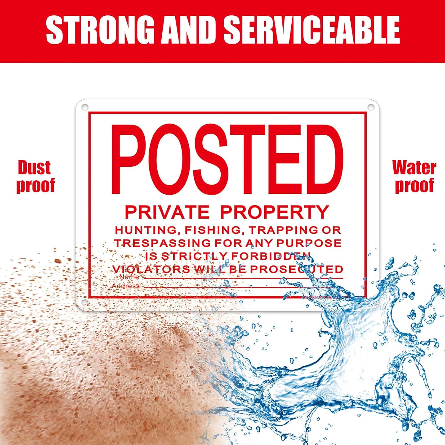 Tandefio 40 Pcs No Trespassing Posted Signs Large Private Property Reflective Aluminum Posted Signs No Hunting Fishing Trapping or Trespassing for Warning(Red,7 x 10 Inch)