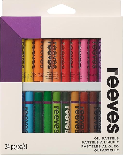 Reeves Oil Pastels - Highly Pigmented Oil Pastel Colours for Kids, Artists, and Students - Set of 24