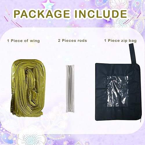 Miniatura 2 de MUNAFIE Alas de baile del vientre con palos para adultos disfraz de danza del vientre alas de ángel para Halloween carnaval