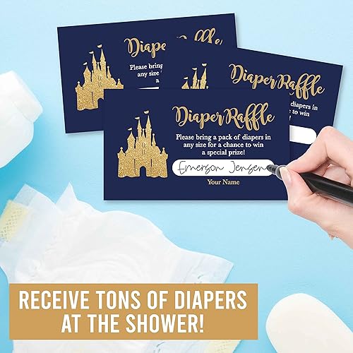 Miniatura 5 de Hadley Designs 25 boletos para rifas de pañales para baby shower para juegos de chico-príncipe para niños, tarjetas de rifas de pañales, boletos