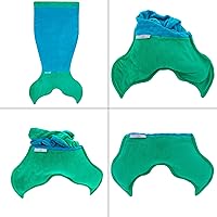 Vista 4 de Manta convertible con cola de sirena para niños, color azul mar