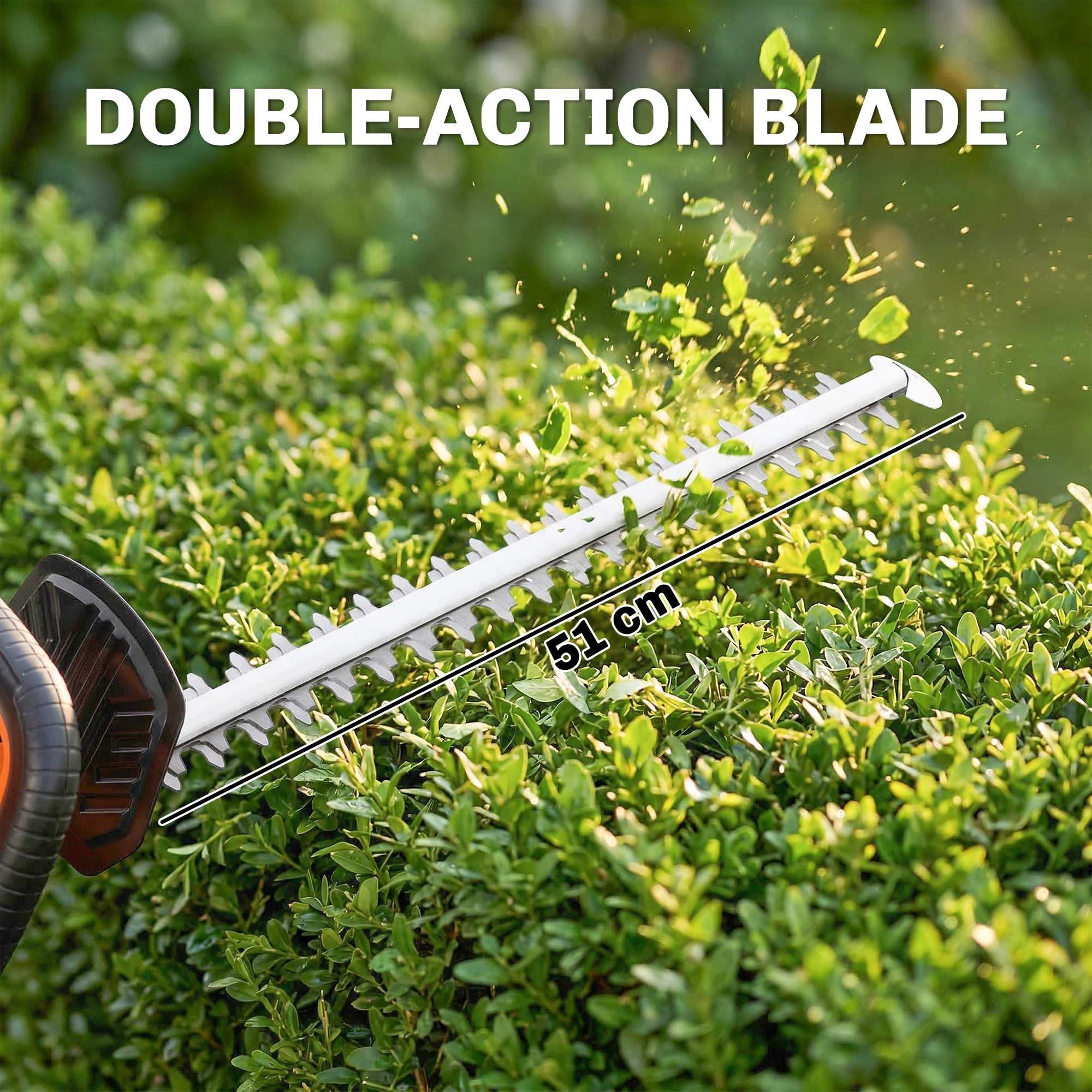 Outsunny Cortasetos inalámbrico de 20 pulgadas, cortador de setos eléctrico de 18 V con hoja de doble acción de 51 cm, batería de 2000 mAh y cargador, mango antideslizante para ramas de jardín
