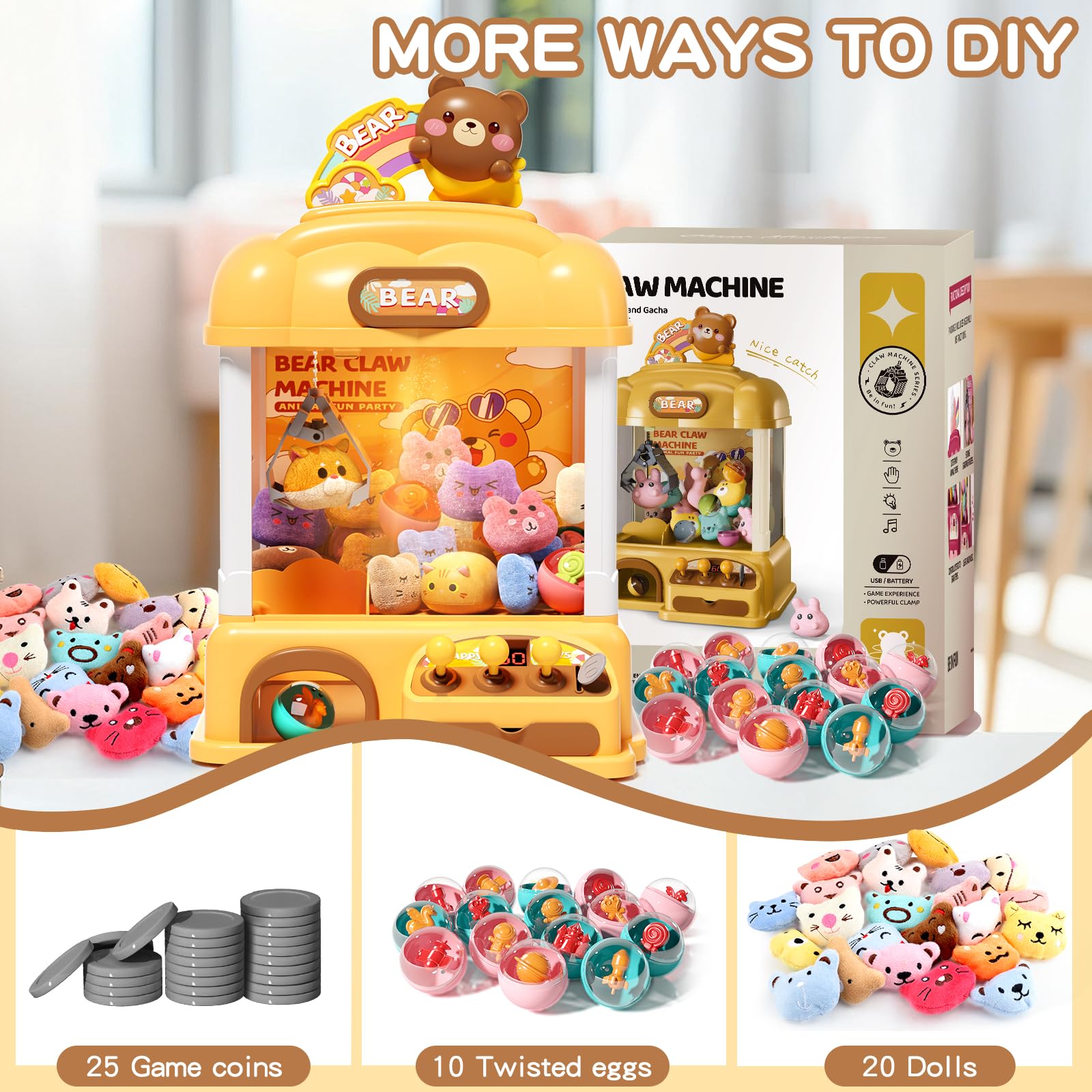 Buy Aiqi Bear Kids Claw Machine, Candy Vending Grabber, Prize