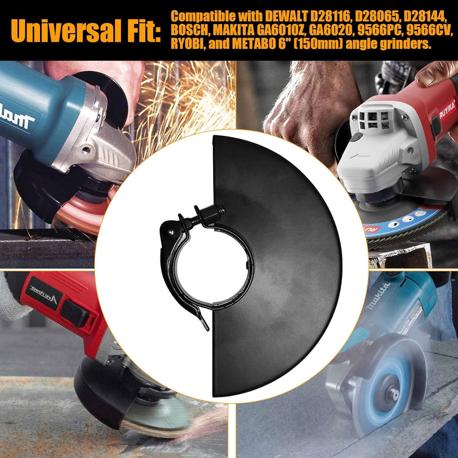 6.45" Angle Grinder Guard for 6"/5"/4-1/2"/4" Grinder Blades Wheel Disc 397661-01 Metal Grinder Disc Wheel Cover Replacement for DEWALT D28116 D28065 D28144 BOSCH, MAKITA, METABO Grinders Guard
