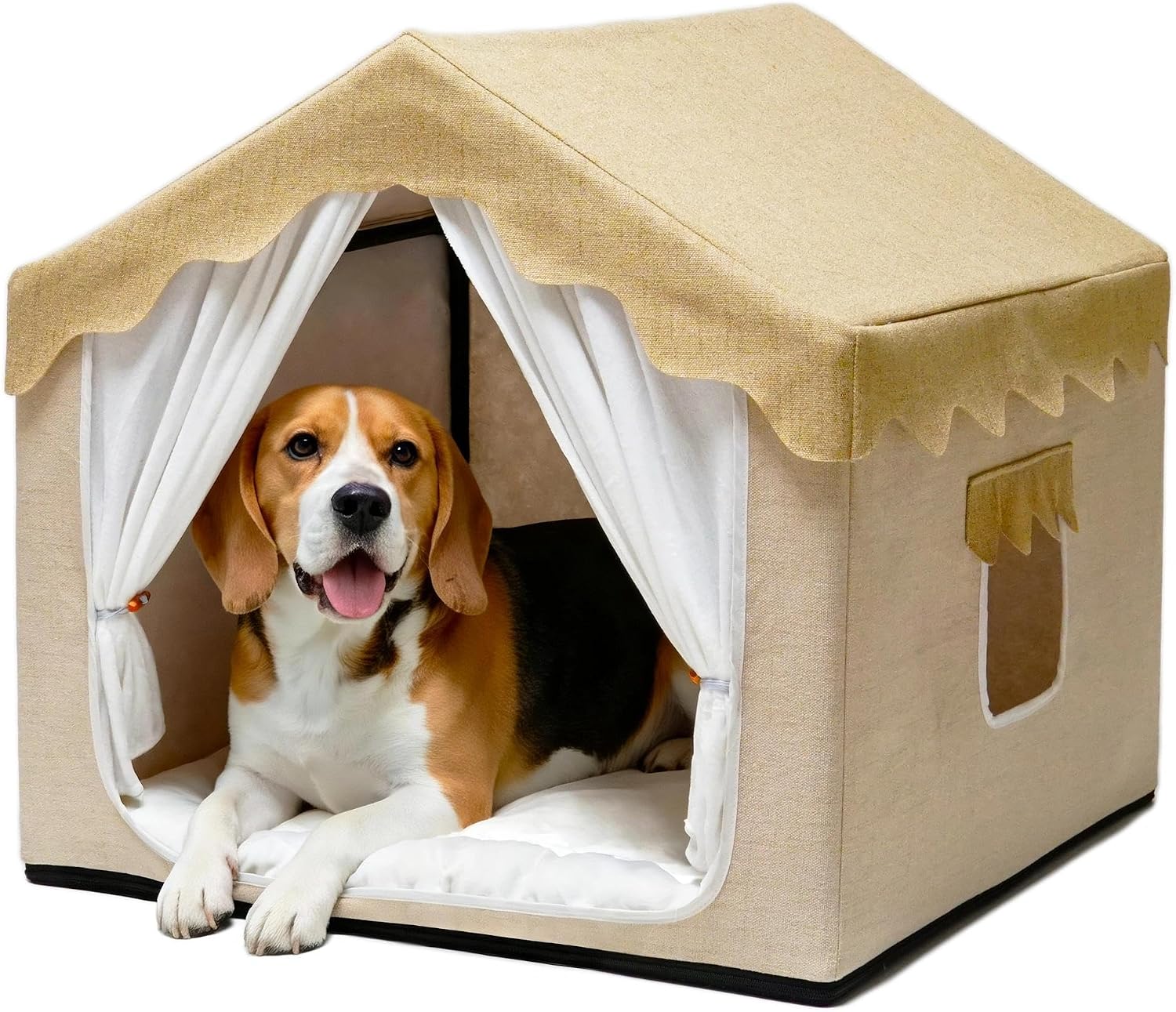 Boho Dog House Indoor, Soft Cozy Dog Cave for Small & Medium Dogs | Soft Dog Tent Bed with Sturdy Frame, Lightweight Portable, Machine Washable Pet Cave, Cozy Indoor Sleeping Nook